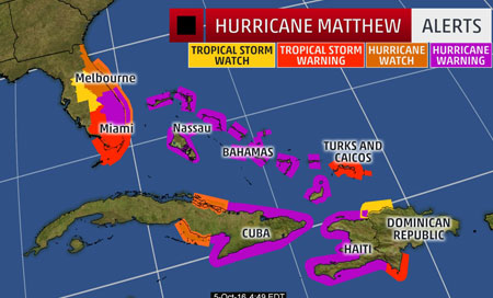 Alerta en estado de Florida por el huracán Matthew